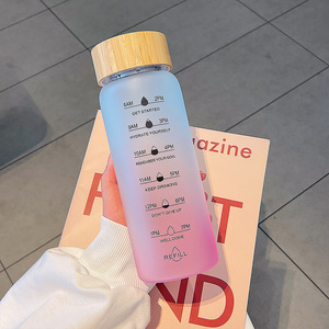 Bouteille <span class=keywords><strong>d</strong></span>'eau en verre de grande capacité 700/1000 ml pour adultes et étudiants, avec marqueur de temps, pour l'été - Product Image 5