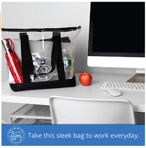 Sac à main en PVC transparent personnalisé pas cher, imperméable, avec poignée en corde, fermeture à glissière et poche intérieure - Sac de sport, de plage et de usage quotidien - Product Image 2