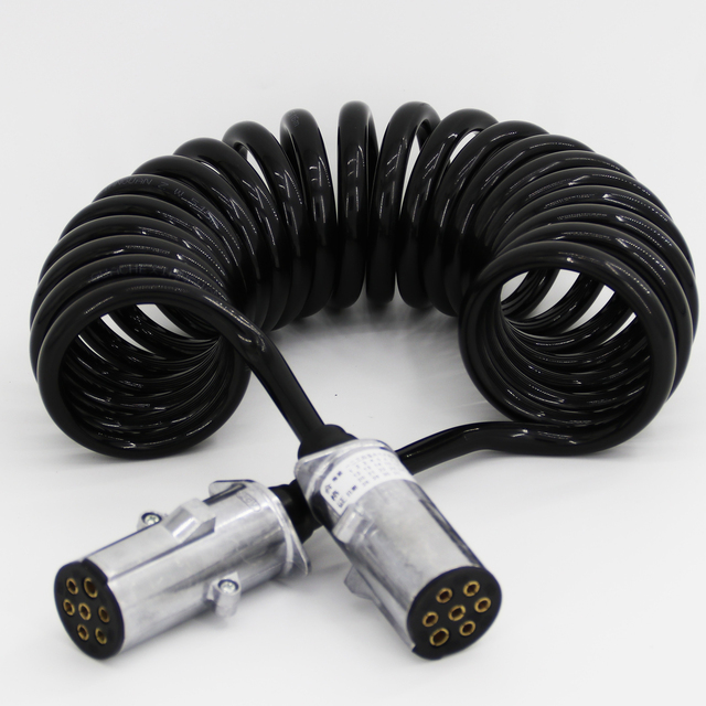 Automotive Electrical Extension Truck Trailer Electrical Coiled Cable European ABS EBS 7 Way Coiled Trailer Cable