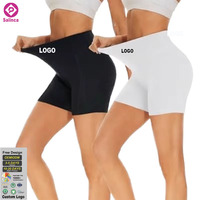 Shorts de cyclisme taille haute pour femme avec logo personnalisé, contrôle du ventre, anti-plis, en Spandex/Polyester, leggings athlétiques d'été