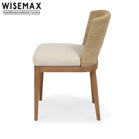 WISEMAX FURNITURE Chaise de salle à manger de style vintage avec dossier en rotin et revêtement en tissu pour maison et villa