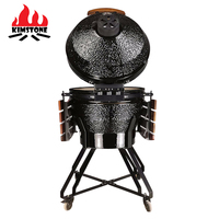 Barbecue Kamado en céramique de couleur noire de l'usine KIMSTONE, série Kimber, Kamado 24 pouces, barbecue en briques pour jardin