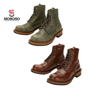 Merican-Botas vintage de cuero para hombre, calzado informal de otoño e invierno, 2023