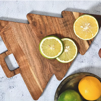 Planche à découper en bois d'acacia en forme de sapin de Noël avec poignée - Sûre pour la maison et les restaurants