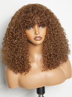Perruques en cheveux humains 100% naturels, fabriquées à la machine, style bob bouclé Jerry, cheveux brésiliens Remy naturels, double épaisseur, toutes couleurs, prêtes à la teinture, vente en gros