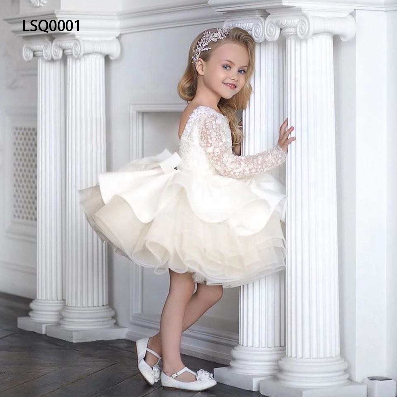 Jancдекабря Lsq0001 2022, оптовая продажа, вечернее белое кружевное пушистое платье с длинным рукавом и вышивкой блестками для выпускного вечера, свадьбы, Цветочное платье для девушек