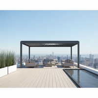 Pergola en aluminium à usage tropical, toit bioclimatique à lames orientables, conception à grande portée, options motorisées résistantes à la chaleur pour les complexes hôteliers et les villas