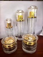 Ensemble de flacons de sérum et de lotion tonique pour soins de la peau en verre dégradé de luxe avec pompe plaquée or, plusieurs couleurs, flacons cosmétiques