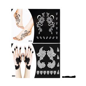 ลายฉลุกระดาษ3ชั้นลายฉลุทำจากพีวีซีลายสักรูปดอกไม้อินเดียมีคุณสมบัติชั่วคราวระดับมืออาชีพ - Product Image 3