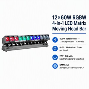 Luz de matriz LED RGBW de 12x60W con zoom, control de píxeles, haz de luz, efecto wash y spot, DMX512, CRI 90, para escenarios, discotecas y clubes. - Product Image 1