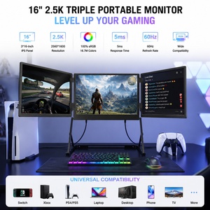 <span class=keywords><strong>Monitor</strong></span> Portatile Triplo da 16 Pollici 2.5K in Alluminio con HDMI, Schermo Aggiuntivo per Laptop, Gaming, Switch, Xbox - Product Image 1
