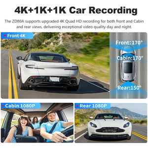 Cámara para Vehículo 4K+1K+1K de 3 Canales, Delantera, Trasera y de Cabina, WiFi de 5.8GHz, Visión Nocturna, GPS Integrado, Modo de Estacionamiento 24H, Grabadora de Video, 1 Año de Garantía, ZD80A - Product Image 3