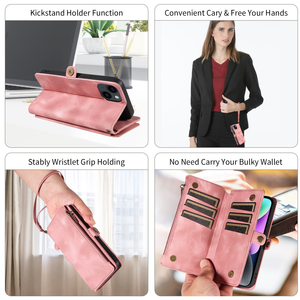Sac à main en cuir de luxe avec lanière dragonne fermeture éclair portefeuille étui de téléphone pour <span class=keywords><strong>iphone</strong></span> 17 16 15 14 13 12 11 Pro Max <span class=keywords><strong>Xs</strong></span> 7 8 Plus - Product Image 4