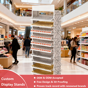 Présentoirs sur mesure pour boissons alcoolisées et parfums, cadre en métal de taille personnalisée avec panneaux interchangeables, vitrines de produits - Product Image 2