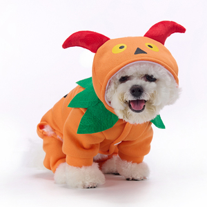 चार पैर नारंगी गर्म पालतू कोट थोक हेलोलीन पालतू पालतू पालतू जानवर टोपी के साथ - Product Image 1