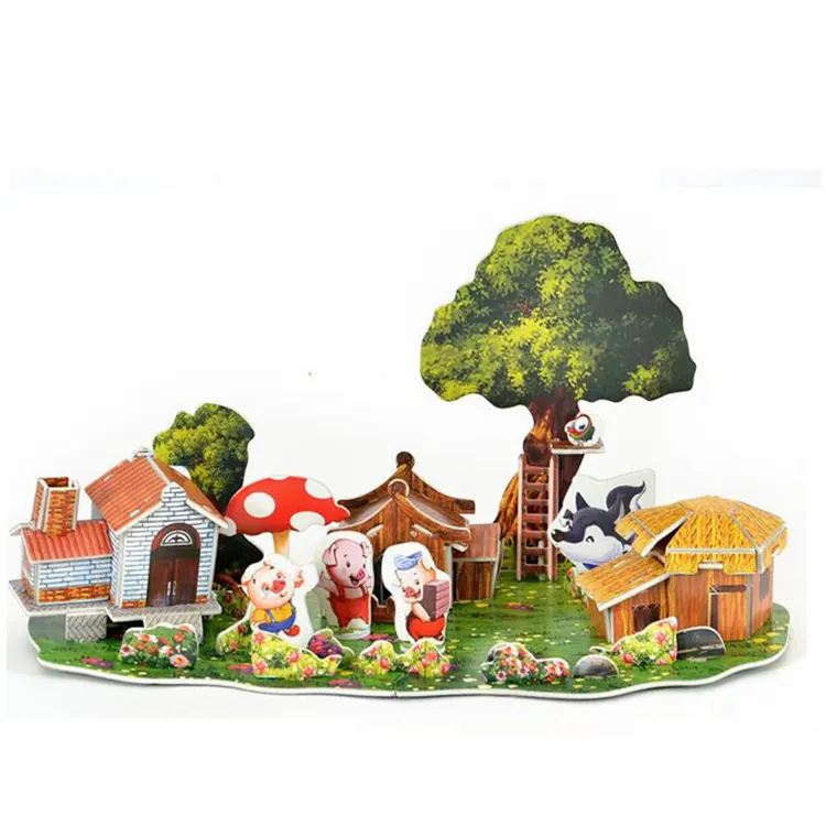 Promotional Puzzles Foam Custom Cheap Promotion Gifts 3d Models House For Fast Food Paper And Foam Material 3d EPS Foam Puzzle