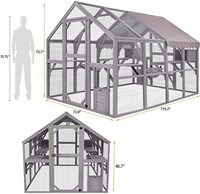 Chilochilo Walk-in Étanche Extra Large En Bois Chat Maison Cage Villa Catio Kitty Enclos Chat Condo Parc pour Extérieur