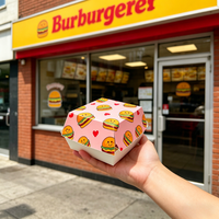 Cajas de Papel Biodegradables Ecológicas para Hamburguesas, Contenedores Desechables Compostables de Grado Alimenticio para Hamburguesas y Sándwiches para Llevar