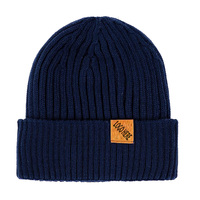 Gorro de Punto Holgado con Logo Personalizado, Imagen de Dibujos Animados, Unisex, para Invierno, con Parche de Cuero y Bordado a Mano, para Viajes