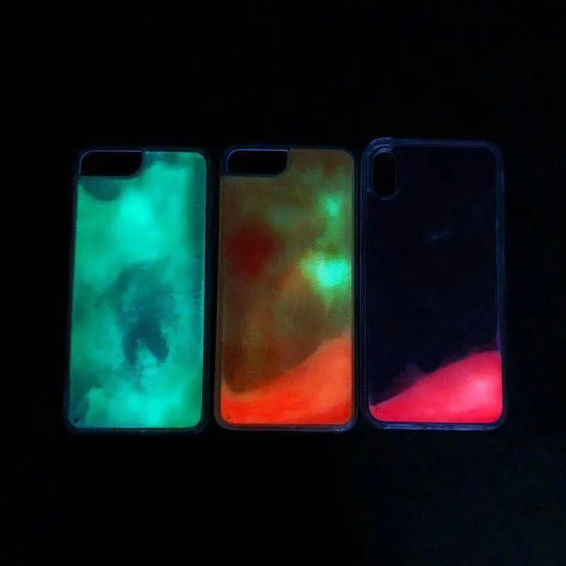 Nouvelle mode de chute d'eau néon lumineux lumineux dans le noir sable liquide étui de téléphone portable pour iPhone 14Plus 13 Pro 11 12 XS Max