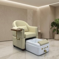 Fauteuil de pédicure moderne de luxe sans plomberie, avec bassin pour les pieds amovible, canapé de pédicure en cuir avec table latérale