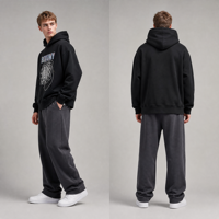 Sweat à capuche oversize entièrement zippé en molleton de coton, imprimé, épaules tombantes, écologique, respirant, unisexe, personnalisable