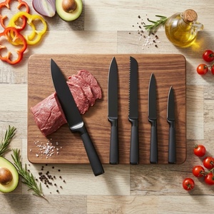 Juego de 5 Cuchillos de Cocina de Acero Inoxidable, Juego de Cuchillos de Cocina Antiadherentes de Titanio Negro para Cocina - Product Image 5