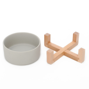 Wholesale Custom Eco-Friendly Matted Elevated <strong>Dog</strong> <strong>Bowl</strong> Non Slip Ceramic with Wooden Stand for Small Animals - Product Image 5