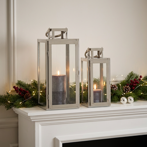 Lanternes de table en acier inoxydable antirouille, faites à la main, polies et brillantes, pour la décoration de Noël à la maison - Product Image 1
