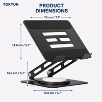Support de tablette rotatif à 360° en alliage d'aluminium, double charnière, réglable, pliable, support de bureau, patins en silicone antidérapants, refroidissement par circulation d'air