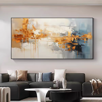 Peinture Murale Abstraite 3D Dorée en Gros, Texture Épaisse, Art Mural Moderne de Luxe 100% Fait Main, Décoration Murale Abstraite