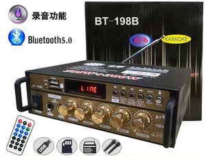Amplificateur de puissance USB mini HIFI BT198B avec 2 entrées micro, amplificateur stéréo pour karaoké, écho, basses, enregistrement, utilisation à domicile, en voiture, radio FM - Product Image 4