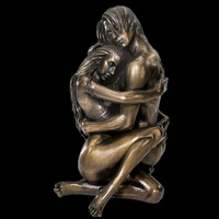 Sculpture de couple dansant en bronze, taille réelle, romantique, art moderne extérieur, statue en métal d'une femme nue dansant avec un homme