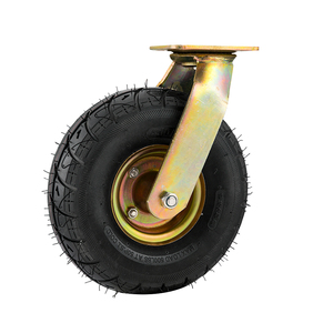 6 "8" 10 "Roulettes pneumatiques en caoutchouc robustes Pneus gonflables pivotants absorbant les chocs Bande de roulement antidérapante pour chariots de construction - Product Image 6