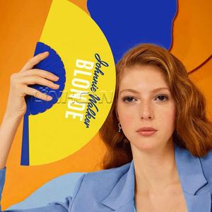 Cadeau d'affaires personnalisable Ventilateur pliable personnalisé Ventilateur à main pliable en plastique PP - Product Image 3