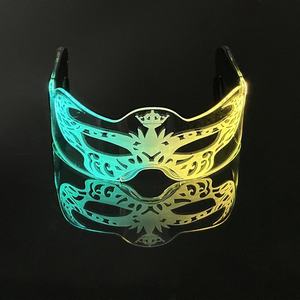Masker lampu LED warna-warni Pria Wanita masker wajah setengah bercahaya properti konser musik perlengkapan Bar ulang tahun Masker penyamaran pesta - Product Image 3
