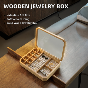 Wooden <b>Jewelry</b> <b>Box</b> Rectangle Lid Closure <b>Velvet</b> Lining Elegant Style <b>Jewelry</b> Organizer for Necklace Watch Earrings Rings - Product Image 2