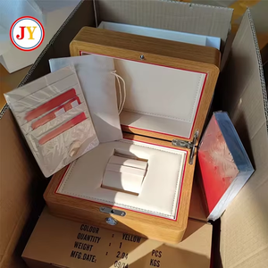 Wooden <b>Watch</b> Box Travel <b>Watch</b> <b>Case</b> Red Interior Faux Leather Lined Gift Packaging Custom Logo Famous brand <b>Watch</b> Box - Product Image 4