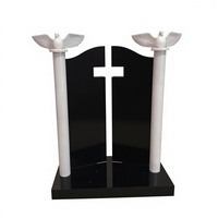 Croix commémorative en granit poli, pierre naturelle, avec design américain traditionnel pour application dans les cimetières