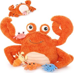 Juguete de Peluche de Cangrejo de Simulación, Mamá con Cría, Animales Marinos de Peluche Suaves para Niños, Regalo al por Mayor - Product Image 1