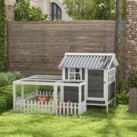 Poulailler en bois de sapin massif pour l'extérieur, avec nichoir, toit imperméable, cage à volailles pour la ferme ou le jardin