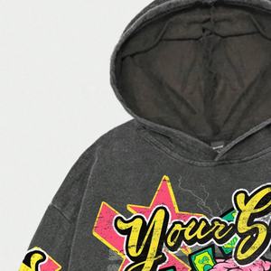 Sudaderas con Capucha para Hombre, Estilo Hip Hop Urbano, Lavado Ácido, Corte Cuadrado, Impresión Digital Directa Personalizada de Alta Calidad al por Mayor - Product Image 2
