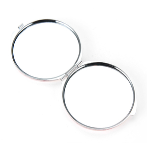 Miroir de poche compact rond de 6 cm en cuir PU à motif floral, style vintage Parisien, avec cadre métallique argenté, double face HD, pour maquillage, vente en gros - Product Image 5