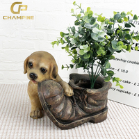 Nouveau design jardinière en résine en forme de botte belle forme de chiot Animal Pot de fleur fournitures de jardin décor grands Pots de plantes