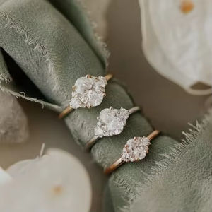 Bague de fiançailles ovale en or véritable 14 carats avec moissanite VVS de <span class=keywords><strong>2</strong></span> carats pour femme MaiYi - Product Image 5