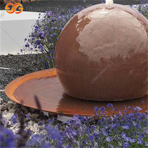 Fontaine à eau en acier corten GNEE pour l'extérieur, décoration de jardin rustique avec finition résistante aux intempéries et couleur rouge rouillée - Product Image 2
