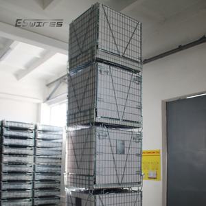 Gabbia Metallica per Stoccaggio Tappi PET, Design Pieghevole, Multilivello, Impilabile, con Telaio in Acciaio Zincato Saldato - Product Image 6