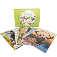 Caja de tarjetas de felicitación de cumpleaños, impresión personalizada en blanco, estampado en caliente, tarjetas de felicitación diarias con sobre, 24 Uds.