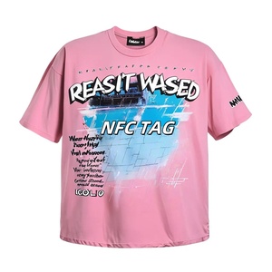 Camiseta Oversize de Lujo para Hombre con Escaneo NFC, Estilo Hip Hop, 250 GSM, Diseño Gráfico, Algodón Pesado, Personalizable, Tallas Grandes - Product Image 1