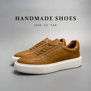 Sneakers plateforme en cuir véritable et tissu maillé perforé, antidérapantes, faites à la main, pour un usage quotidien, pour les hommes branchés, vie urbaine - Product Image 2